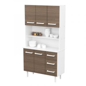 Mueble De Cocina Multiuso Aparador Triplo Kit Blanco Mosconi frente Carvalho Mezzo